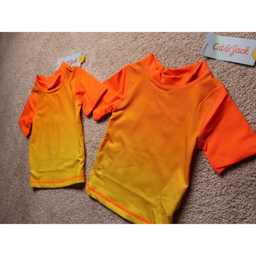 Cat Jack Baby 9 Months Rash Guard Shirts 2 pack NWT Ombre UPF 50+ Twins